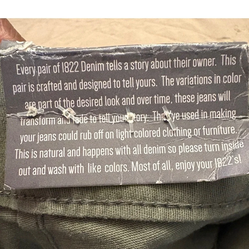 1822 Denim NWT Olive Green Utility Cargo Pants High Tech Stretch‎ Size 12